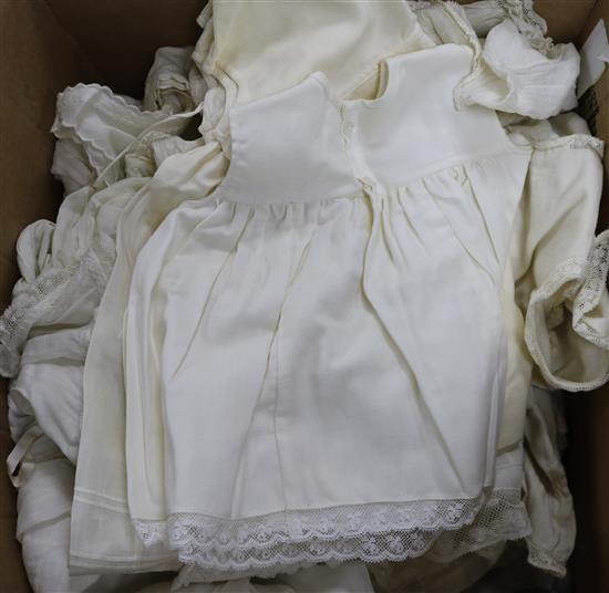 A collection of Victorian white worked christening and baby dresses and nighties